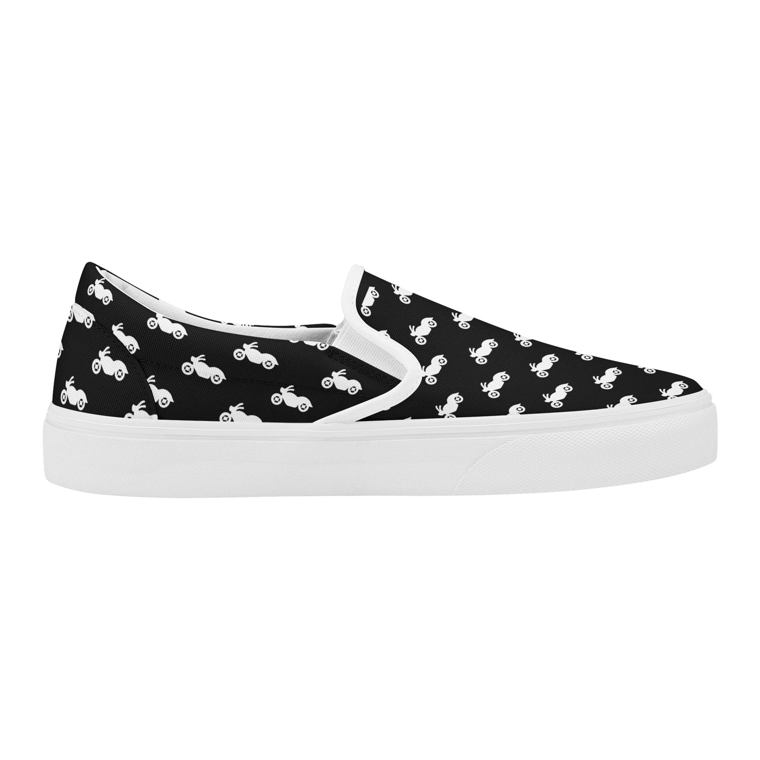 Rebel Rider Kickback Slip-On Skate Shoes B&W - Miz.Behavin&