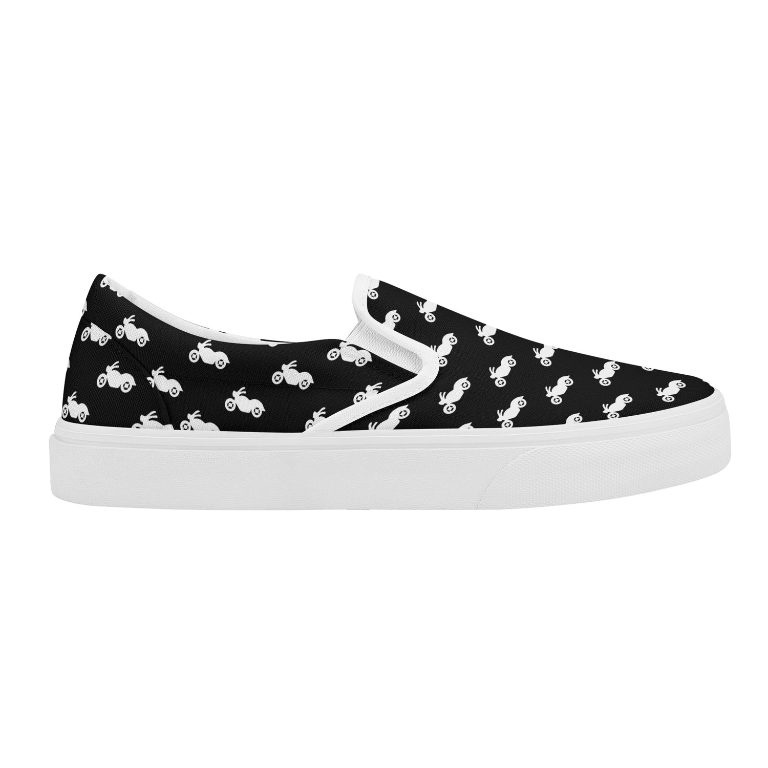 Rebel Rider Kickback Slip-On Skate Shoes B&W - Miz.Behavin&