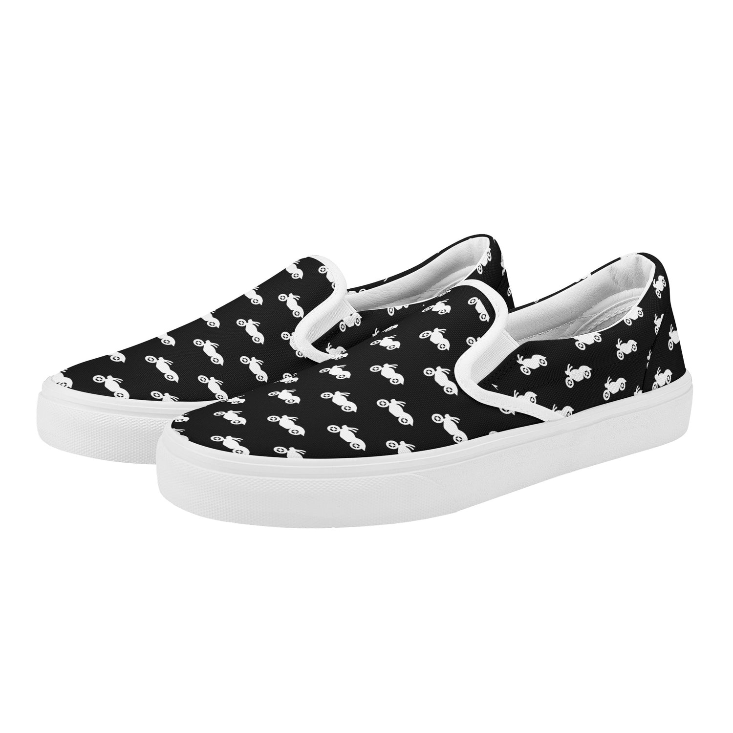 Rebel Rider Kickback Slip-On Skate Shoes B&W - Miz.Behavin&