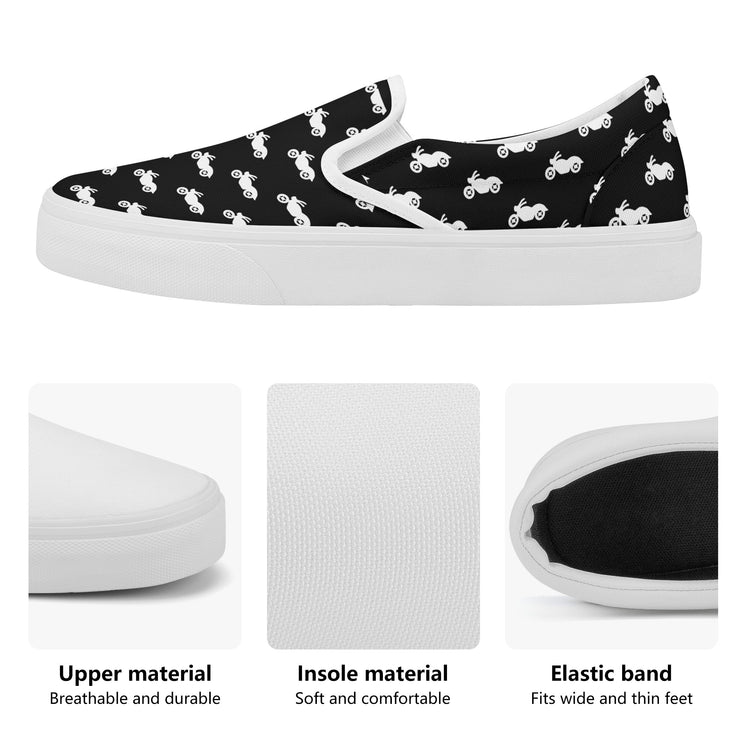 Rebel Rider Kickback Slip-On Skate Shoes B&W - Miz.Behavin&